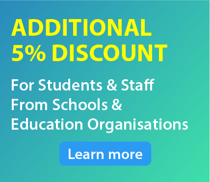 Additional 5% discount for Students and Staff from Education Institution Additional 5% discount for Students and Staff from Education Institution